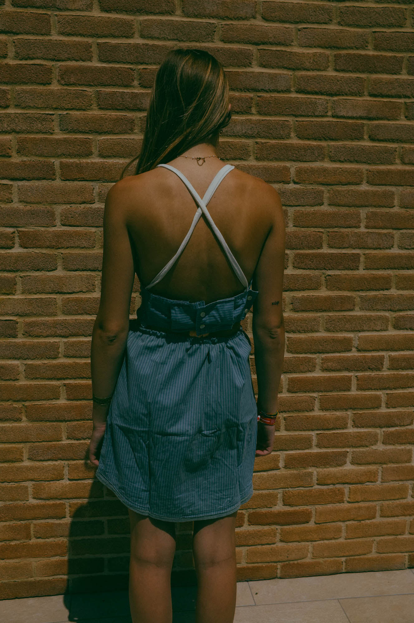 Upcycling-Top e gonna in tessuto camicia