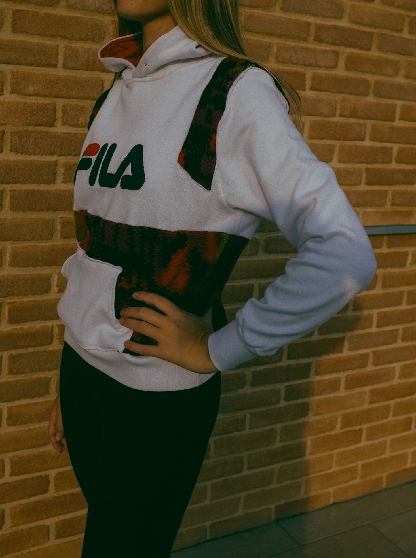 Upcycling- Felpa fila con inserti in lana