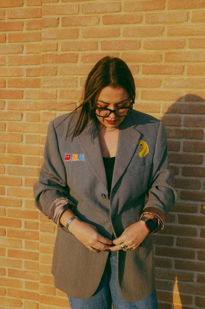 Upcycling-Giacca con inserti nostalgici (pac man e power rangers)