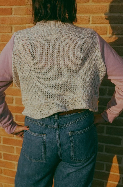 Upcycling-Maglione panna e felpa rosa