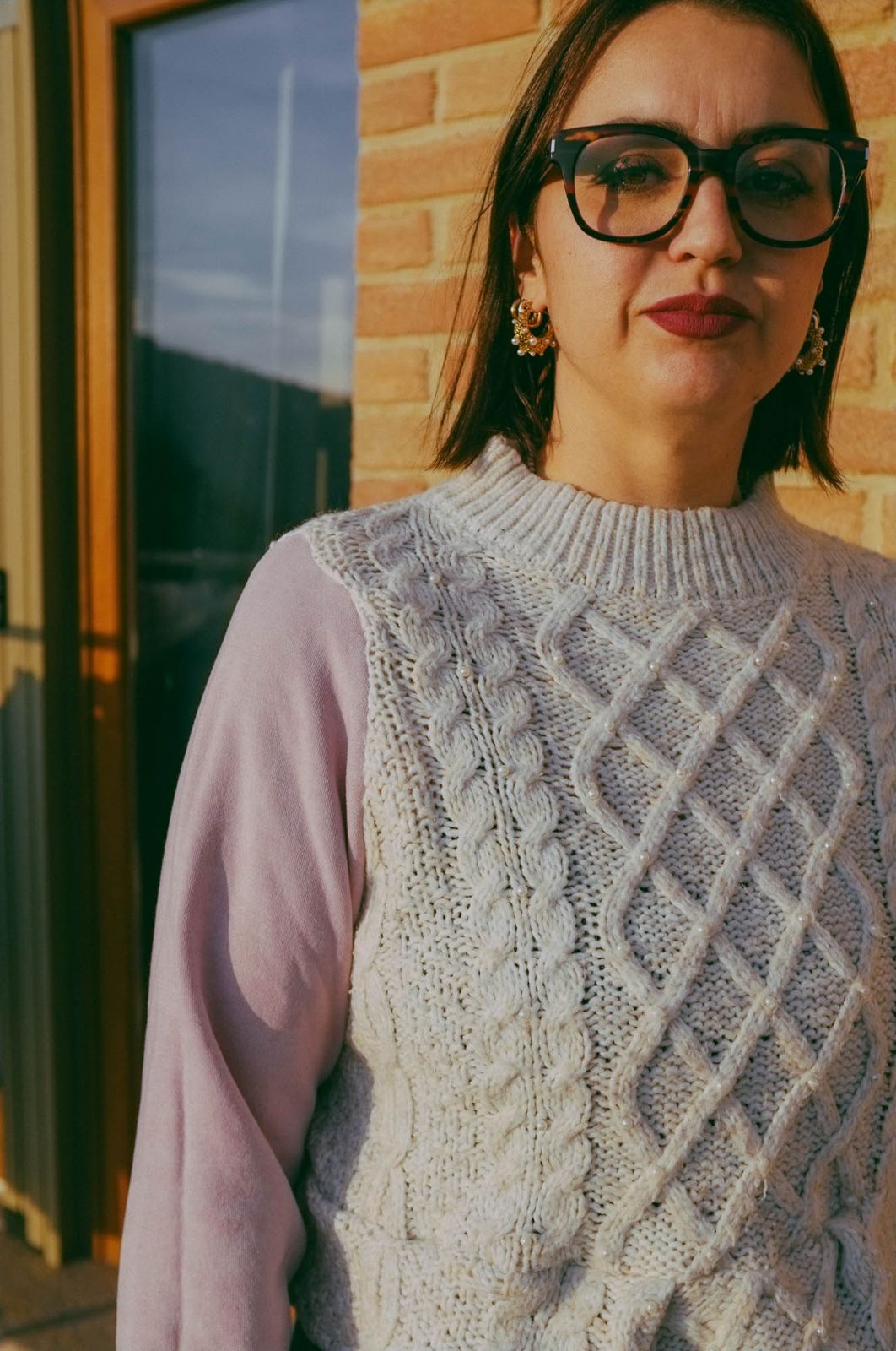 Upcycling-Maglione panna e felpa rosa