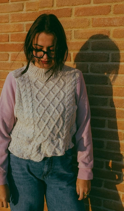 Upcycling-Maglione panna e felpa rosa