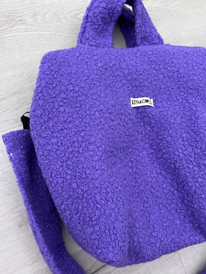 Borsa con maniglia e tracolla in lana cotta colorata
