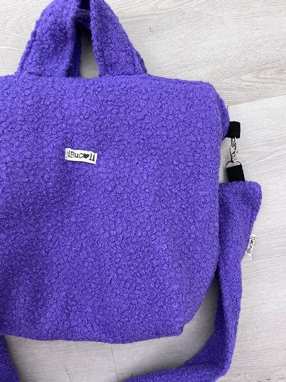 Borsa con maniglia e tracolla in lana cotta colorata