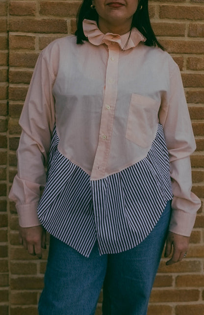 Upcycling-Camicia asimmetrica corta dietro