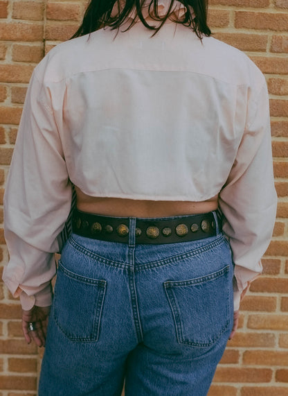 Upcycling-Camicia asimmetrica corta dietro