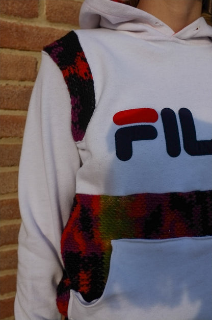 Upcycling- Felpa fila con inserti in lana